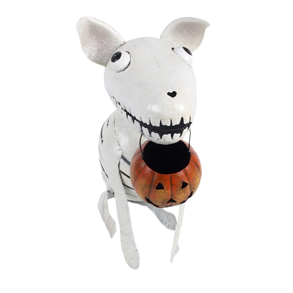 Something Different - Metal Skeleton Dog Ornament with Pumpkin Tuin beeld/figuur - Multicolours
